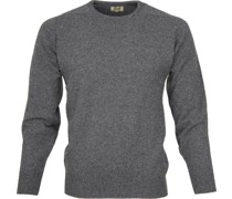 O-Auschnitt Pullover Lammwolle Grau