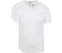 Organic T-Shirt V-Ausschnitt Weiß 2er-Pack