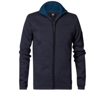 Strickjacke mit Stehkragen Dunkelblau