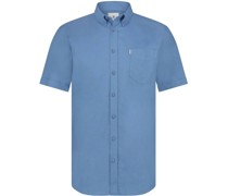 Short Sleeve Hemd Leinen Blau