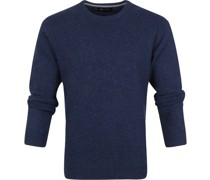 Lammwolle Pullover mit Rundhalsausschnitt in Navyblau