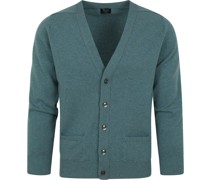 Pullover Lammwolle Strickjacke Blau