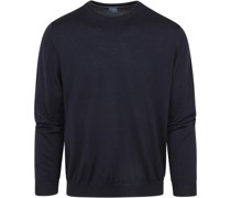 Pullover O-Hals Wolle Dunkelblau