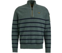 Half Zip Pullover Streifen Grün