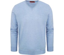 Pullover V-Ausschnitt Wolle Hellblau