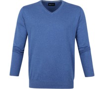 Respect Baumwolle Vini Pullover V-Ausschnitt Blau