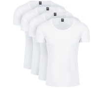 Otaru T-Shirt Breite Rundhalsausschnitt Weiß 4-Pack