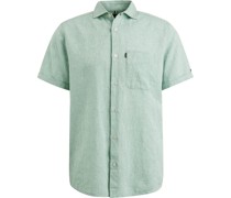 Short Sleeve Hemd Leinen Grün