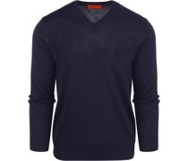 Geschikte trui V-hals Wol Donkerblauw