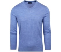Merino Pullover V-Ausschnitt Hellblau