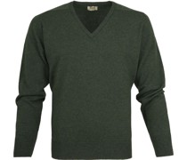 V-Auschnitt Pullover Lammwolle Grün