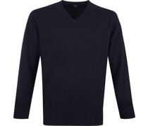 V-Ausschnitt Pullover Lammwolle Dunkelblau