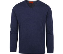 Pullover V-Neck Merino Kobalt Blau