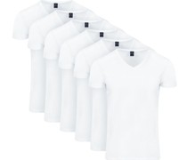 Vitasu T-Shirt V-Auschnitt Weiß 6-Pack