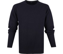 O-Auschnitt Pullover Lammwolle Dunkelblau