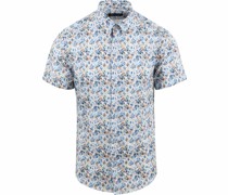 Short Sleeve Hemd Blumenmuster Blau