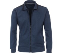 Sport Strickjacke Zip Blau Indigo