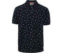 Pique Poloshirt Palmen Dunkelblau