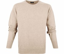 O-Auschnitt Pullover Lammwolle Beige