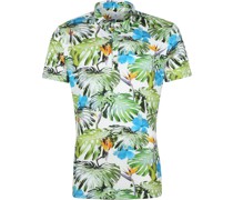 Polo Shirt Blumen Grün