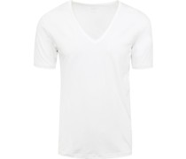 Dry Cotton V-Ausschnitt T-Shirt Weiß