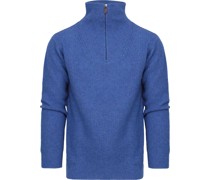 Half Zip Pullover Wool Blend Blau