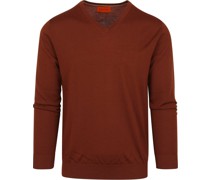 Pullover V-Neck Merino Brique
