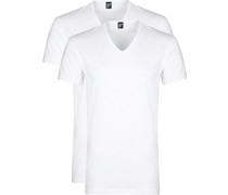 Dean T-Shirt V-Ausschnitt Weiß (2er-Pack)