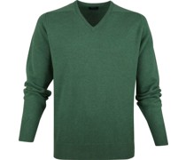 V-Ausschnitt Pullover Lammwolle Grün