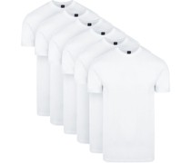 Obra T-Shirt Hoher Rundhalsausschnitt Weiß 6-Pack