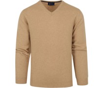 Pullover Wolle V-Neck Beige