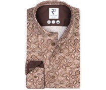 R2 Hemd Stretch Paisley Beige