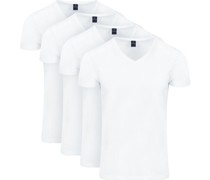 Vitasu T-Shirt V-Auschnitt Weiß 4-Pack