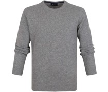 Lammwolle Pullover O-Ausschnitt Grau