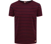 Hoëdic T-Shirt Streifen Navy Rot