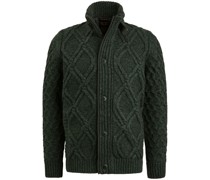 Heavy Knit Strickjacke Dunkelgrün