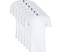 Rundhalsausschnitt 6er Pack Bambus T-Shirt Weiß
