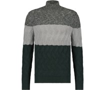 Rollkragenpullover Streif Dunkelgrün