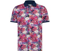 Pique Poloshirt Blumen Rosa