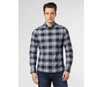Hemd  Slim Fit Baumwolle marine kariert Button-Down