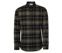 Hemd  Slim Fit Baumwolle khaki kariert Kent