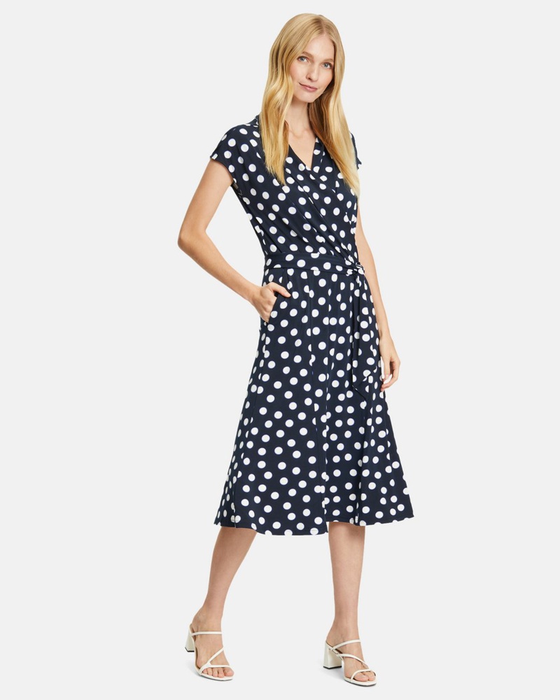 Betty Barclay Damen Jerseykleid marine gepunktet