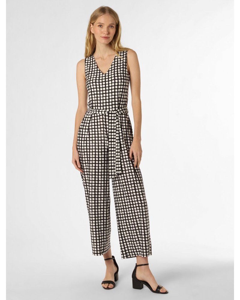 More & More Damen Jumpsuit schwarz gemustert