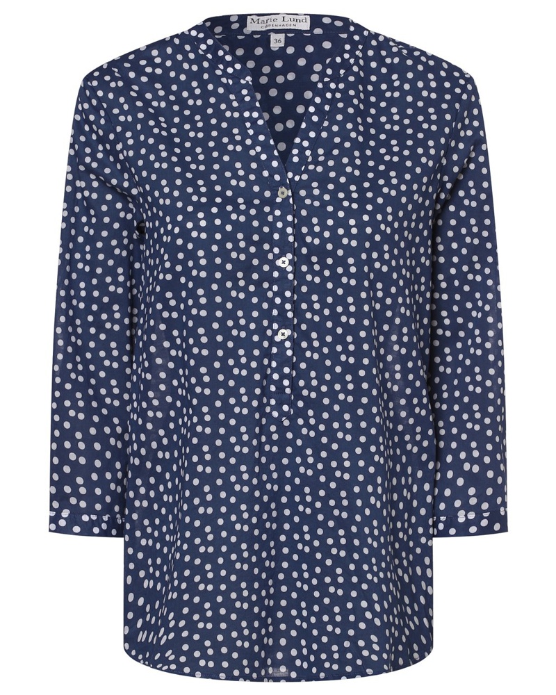 Marie Lund Damen Blusenshirt Baumwolle indigo gepunktet