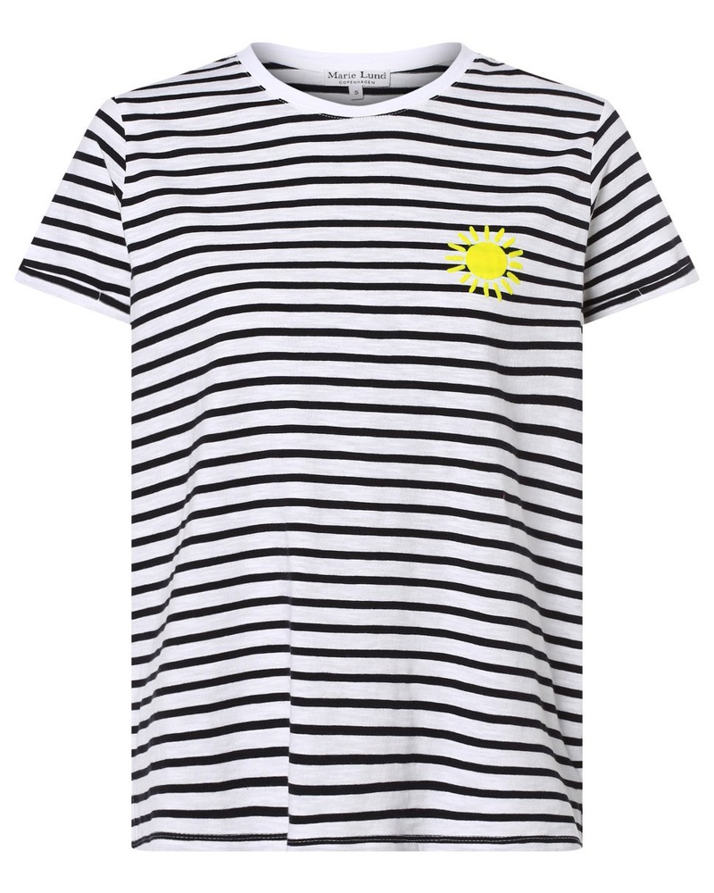 Marie Lund Damen T-Shirt Baumwolle marine gestreift
