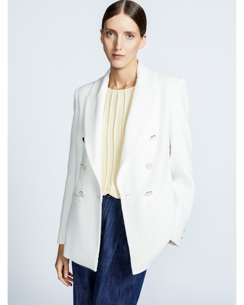 Xandres Damen Bouclé-Blazer Wolle sand strukturiert