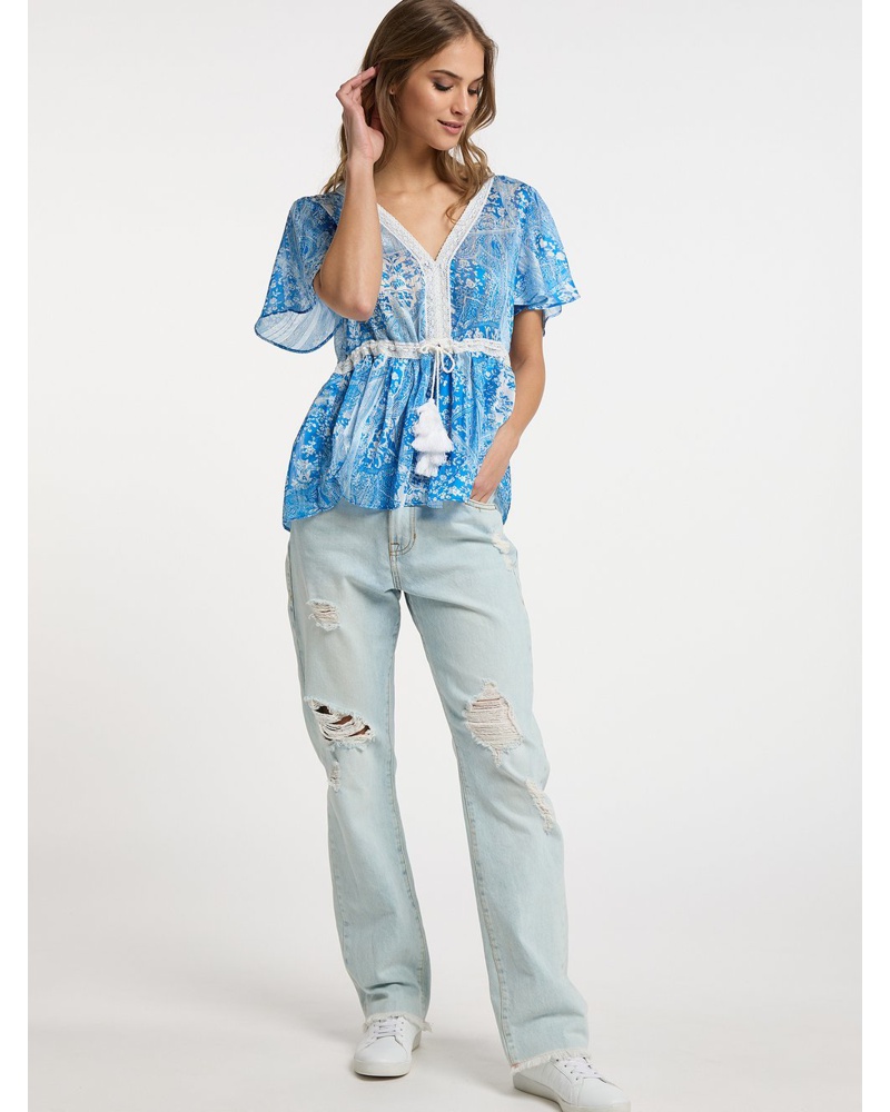 IZIA Damen Bluse blau bedruckt