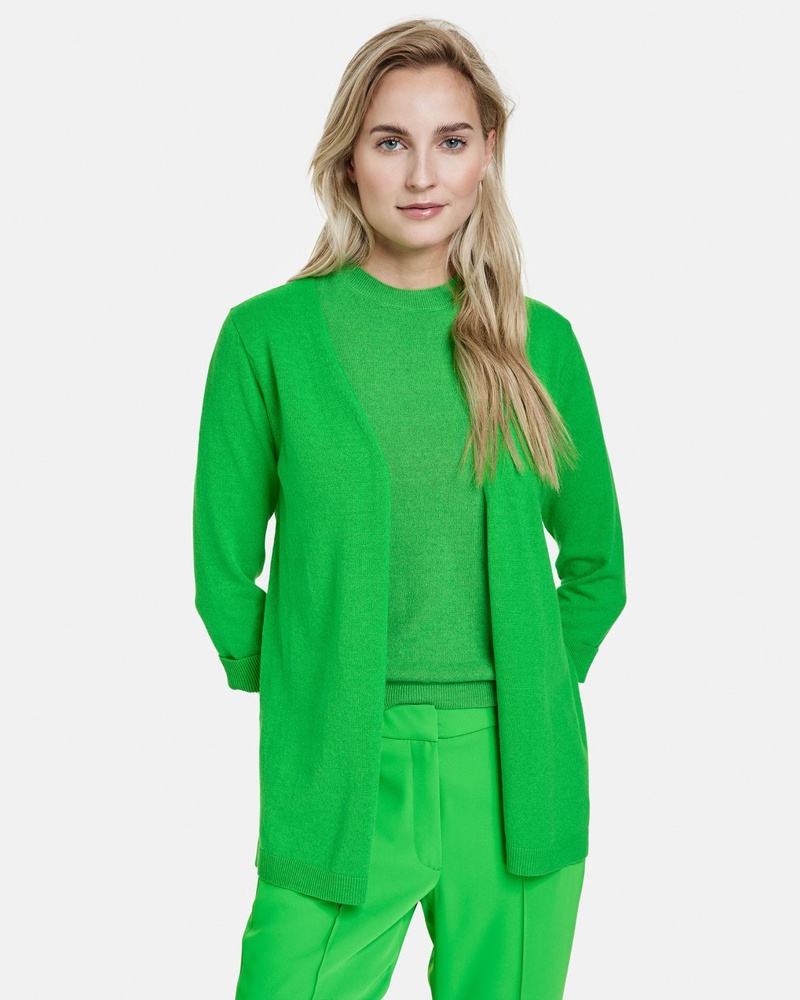 Taifun Damen Cardigan Baumwolle gras