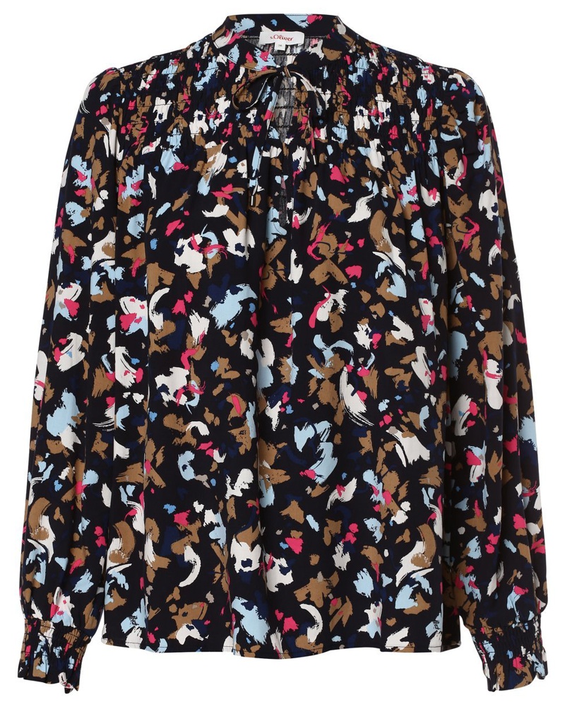 S.Oliver Damen Blusenshirt Viskose marine gemustert