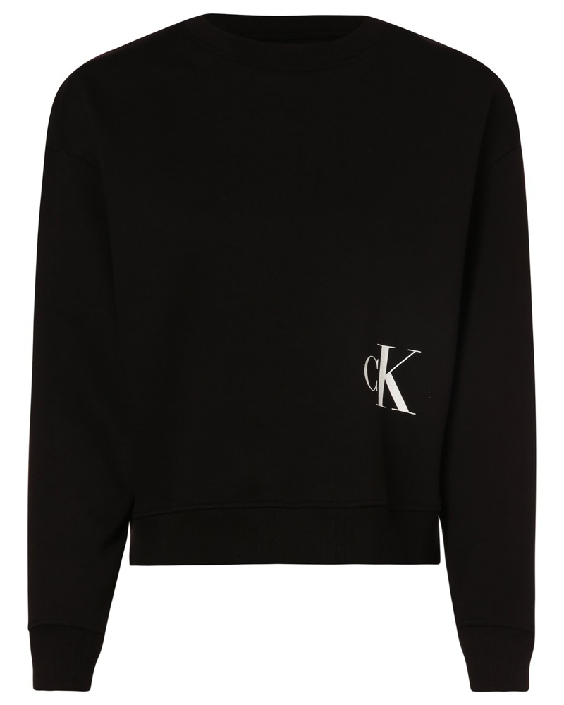 Calvin Klein Damen Sweatshirt Baumwolle schwarz bedruckt